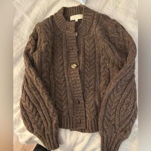 Sezane Andina Cardigan Heather Brown - Size S